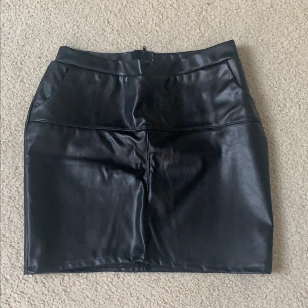 Black leather skirt